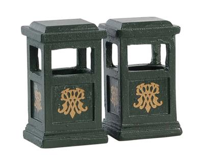 Green trash can set of 2 - Lemax