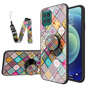 Samsung Galaxy A12 Hybrid Case Geruit Patroon - Kleurrijke Mandala