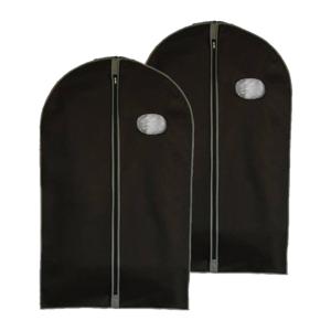 Reis kledinghoes met rits - 2x - zwart - kunststof - 100 x 60 cm - kleding netjes houden - beschermhoes - Kledinghoezen