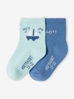 Set van 2 paar ""matroos"" sokjes voor jongensbaby's blauw