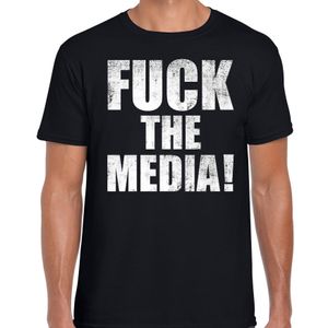 Fuck the media t-shirt zwart voor heren om te staken / protesteren 2XL  -