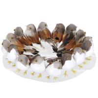 Kerstboom vogels - 16x stuks - lichtbruin - op draad - 9 cm - decoratie vogeltjes