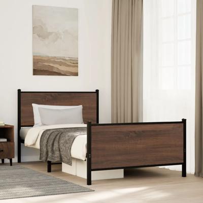 Bedframe zonder matras metaal bruin eikenkleurig 100x200 cm