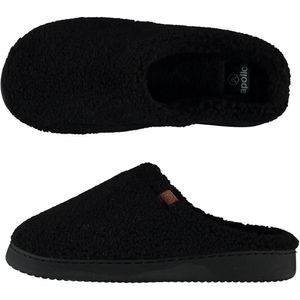 Heren instap slippers/pantoffels teddy wol zwart maat 41-42 41/42  -