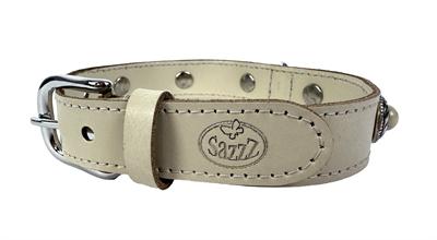 SAZZZ HALSBAND HOND ADVENTURE STONE CLASSIC LEER CREME 37-45X2,5 CM