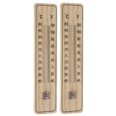 Set van 2x stuks binnen/buiten thermometers hout 22,5 x 5 cm