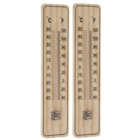 Set van 2x stuks binnen/buiten thermometers hout 22,5 x 5 cm - thumbnail