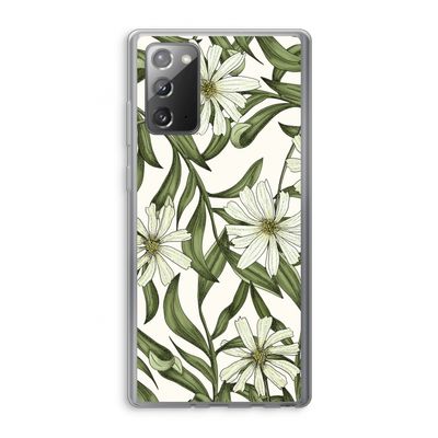 Wit bloemenpatroon: Samsung Galaxy Note 20 / Note 20 5G Transparant Hoesje