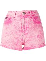 Philipp Plein short en jean à effet délavé - Rose - thumbnail