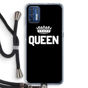 Queen zwart: Motorola Moto G9 Plus Transparant Hoesje met koord
