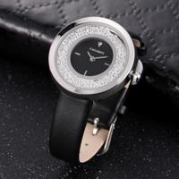 CAGARNY waterbestendig Fashion 6878 vrouwen Quartz Wrist Watch with leder Band(Black+Silver+Black)