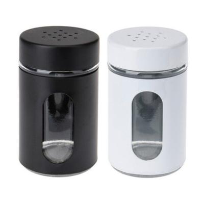 Excellent Houseware Peper- en Zoutstrooier set - glas - zwart en wit - 94 ml