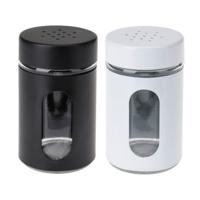 Excellent Houseware Peper- en Zoutstrooier set - glas - zwart en wit - 94 ml