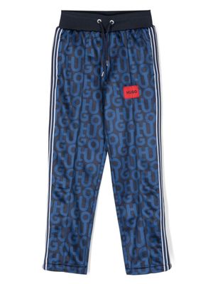 HUGO KIDS pantalon de jogging à logo imprimé - Bleu