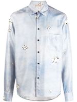 ROMEO HUNTE Bodega graphic-print silk shirt - Bleu