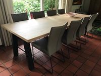 Set van 8 leren eetkamerstoelen - met designpoot - bruin leer - Echt leer, Industrieel, ontdek de vele Leersoorten en Kleuren bij ShopX