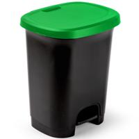 PlasticForte Pedaalemmer - kunststof - zwart-groen - 27 liter   - - thumbnail