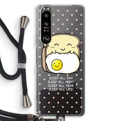 Sleep All Day: Sony Xperia 1 III Transparant Hoesje met koord