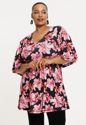 Yoek Tuniek wide bottom LILIUM | Roze | Maat 46/48
