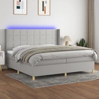 Boxspring met matras en LED stof lichtgrijs 200x200 cm