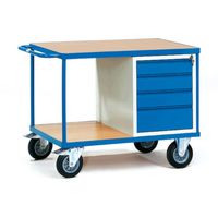 Fetra Hauptartikel 2474 Tafel en kabinetwagen Staal Poedercoating Laadvermogen (max.): 500 kg Stralend blauw (RAL 5007) - thumbnail