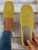 Casual Breathable Mesh Fabric Square Toe Slip On Shoes - thumbnail