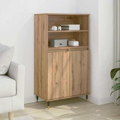 Hoge kast 60x36x110 cm bewerkt hout artisanaal eikenkleurig