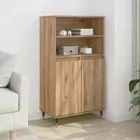 Hoge kast 60x36x110 cm bewerkt hout artisanaal eikenkleurig