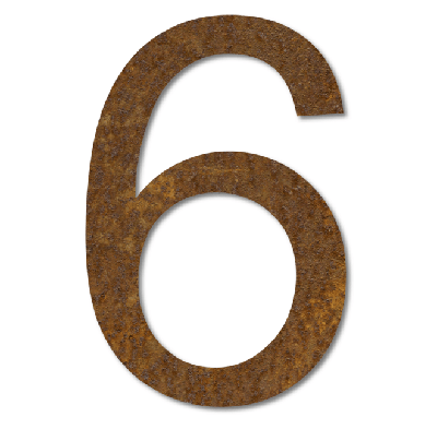 LIROdesign Cortenstaal huisnummer 6 - 15,5 cm - per stuk