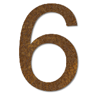 LIROdesign Cortenstaal huisnummer 6 - 15,5 cm - per stuk