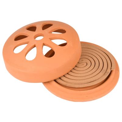 Terracotta houder met citronella spiralen - 10x stuks - D15 cm