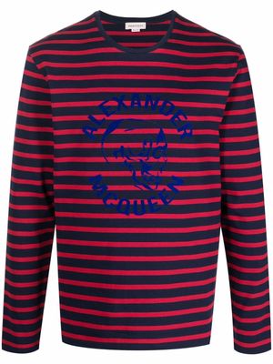Alexander McQueen t-shirt rayé à manches longues - Bleu