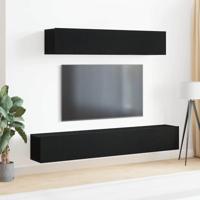 Tv-meubelset 4 pcs Zwart eiken 100 x 30 x 30 cm Bewerkt hout