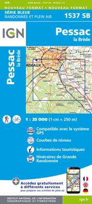 Topografische kaart - Wandelkaart 1537 SB - Serie Bleue Pessac | IGN - Institut Géographique National