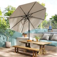 270 cm Grote Terrasparasol Kantelbare Marktscherm met Zwengel Zonbestendige Tafelparasol Parasol voor Tuin Strand Zwembad