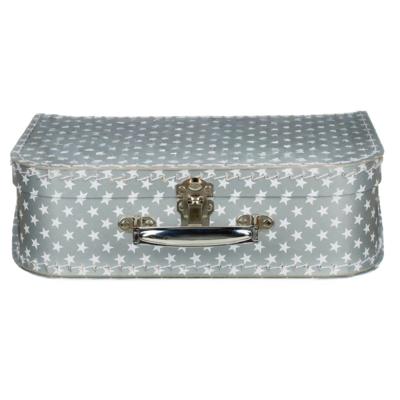 Kinderkoffer sterren - zilver - 30 cm - karton - logeerkoffer / opbergkoffer - kraamcadeau Kinderkoffer sterren - zilver - 30 cm - karton - logeerkoffer / opbergkoffer - kraamcadeau