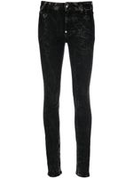 Philipp Plein jean skinny à tête de mort brodée - Noir - thumbnail