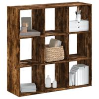 Boekenkast 102x32x102 cm bewerkt hout gerookt eikenkleurig