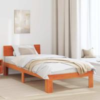 Bedframe met hoofdeinde Bruin 75 x 190 cm Massief grenenhout