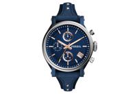 Horlogeband Fossil ES4113 Onderliggend Leder Blauw 18mm