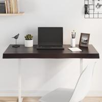 Tafelblad natuurlijke rand 100x60x(2-6)cm eikenhout donkerbruin