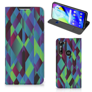 Motorola Moto G8 Power Stand Case Abstract Green Blue