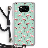Flamingoprint groen: Xiaomi Poco X3 Pro Transparant Hoesje met koord