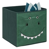 Opbergmand/kastmand dino - voor kinderen - karton/kunststof - groen - 30 x 30 x 30 cm Opbergmand/kastmand dino - voor kinderen - karton/kunststof - groen - 30 x 30 x 30 cm