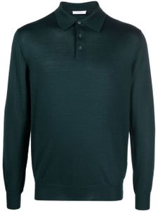 Cruciani fine-knit long-sleeved polo shirt - Vert