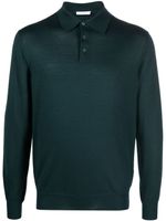 Cruciani fine-knit long-sleeved polo shirt - Vert - thumbnail