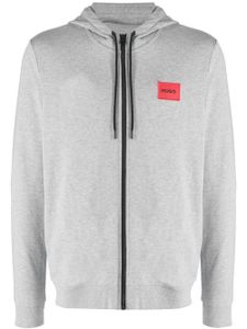 HUGO hoodie en coton à patch logo - Gris