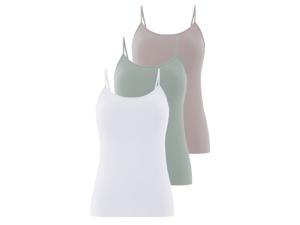 esmara 3 dames spaghettitops (grijs/mint/wit, L (44/46))