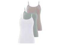 esmara 3 dames spaghettitops (grijs/mint/wit, L (44/46))