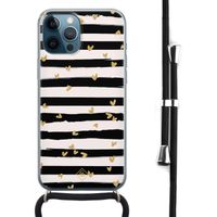 iPhone 12 Pro Max hoesje met koord - Hart streepjes
